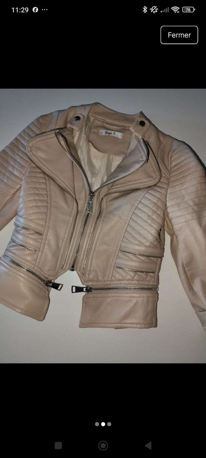 Veste simili cuir fille 4 ans - photo numéro 2