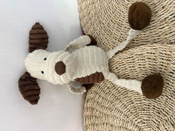 Peluche Chiot Cuddle Buddies en velours côtelé marron crème