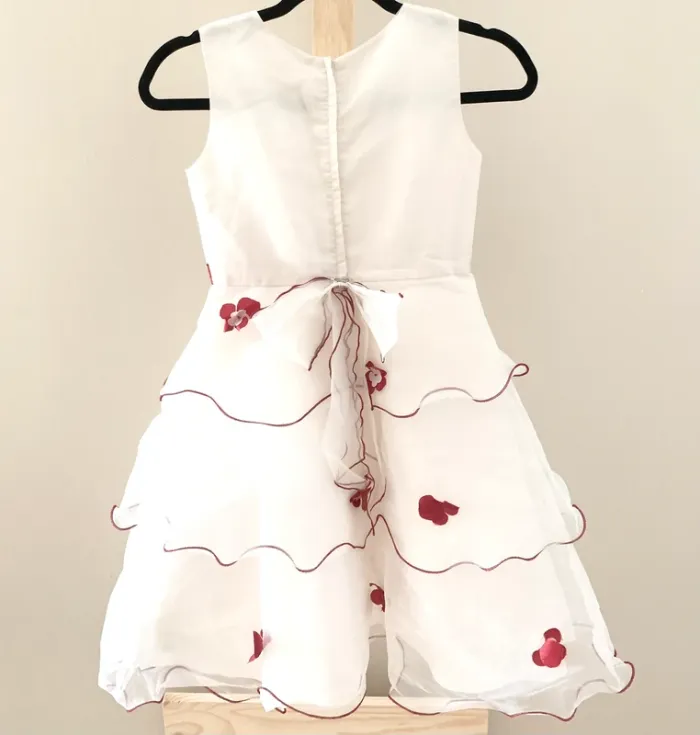 Robe de cérémonie fille blanche et rouge – 10 ans - photo numéro 2