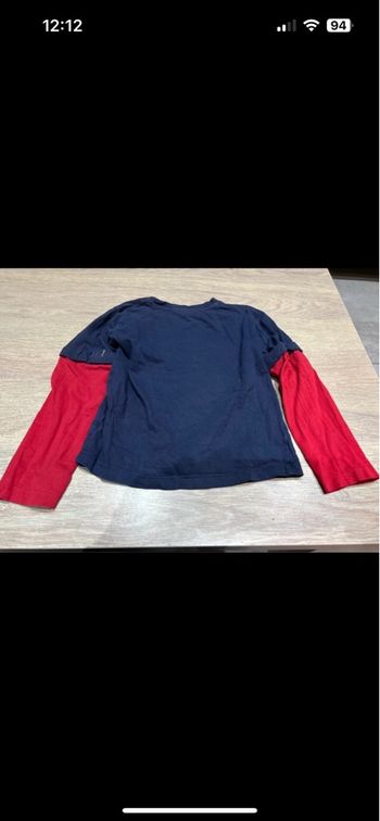 Teeshirt manches longues pyjamax bleu marine et rouge 5 ans