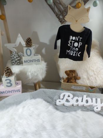 Jolie T shirt manche longue Don t stop the music noir Primark 0mois 3mois 62cm 