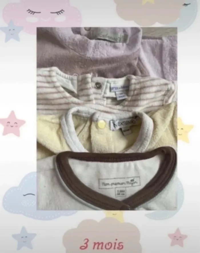 Lot de pyjamas en velours 3 mois - photo numéro 2