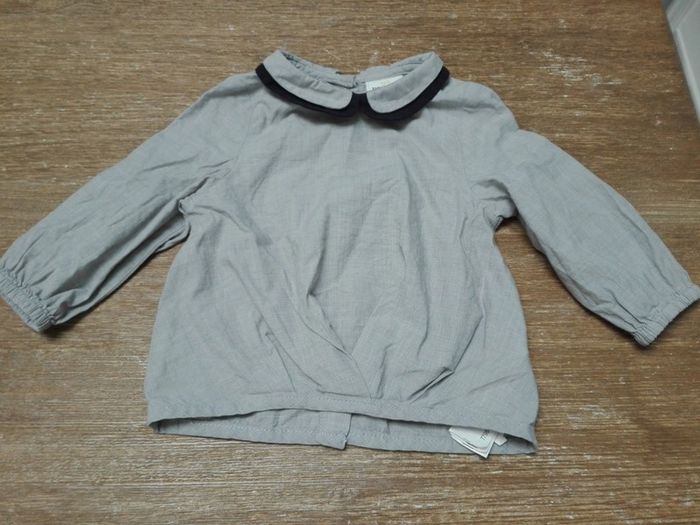 Blouse grise col claudine TAO 6 mois NEUVE
