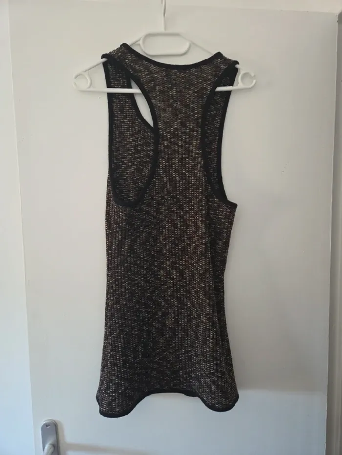 Débardeur femme maille crochet marron TBE taille 42 decontract - photo numéro 4