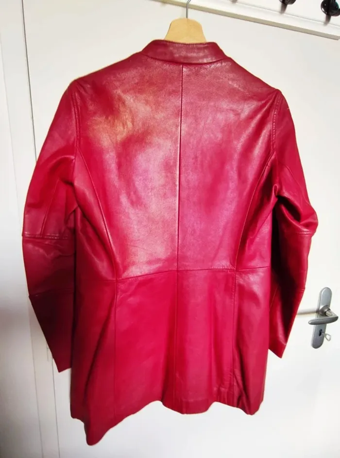 Veste cuire rouge redskins - photo numéro 3