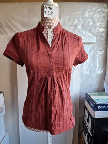 Tunique, rouille, en très très bon état, en coton polyamide viscose elasthanne, longueur 56cm, marqu