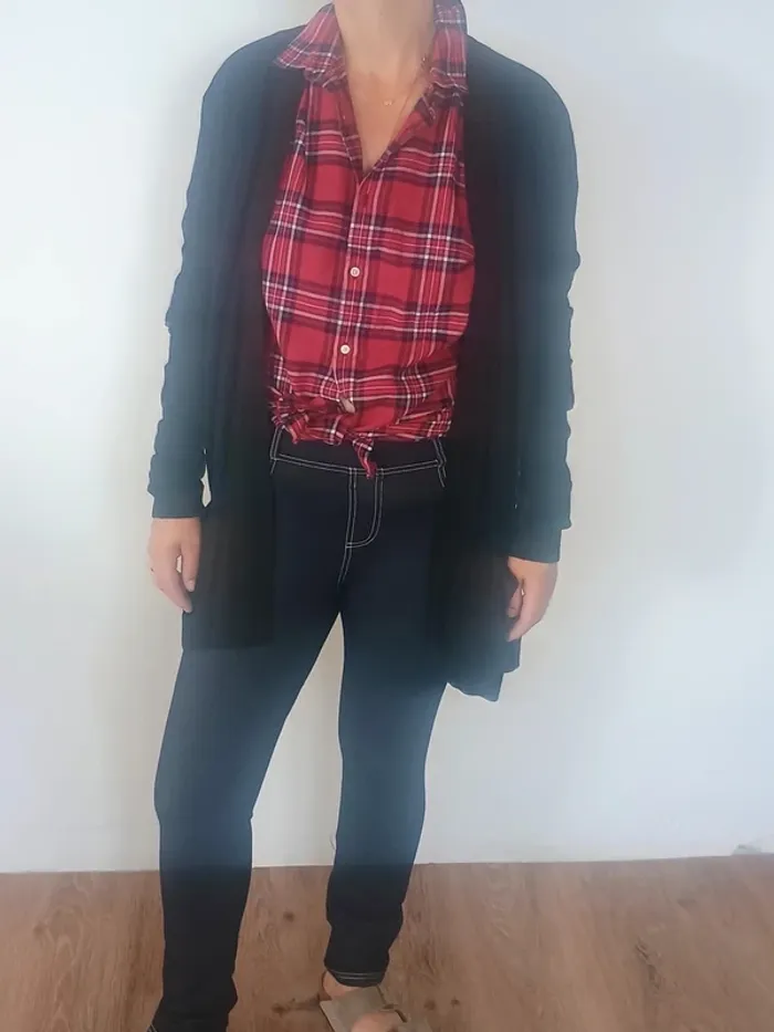 gilet long femme sandro soie/coton T3 - photo numéro 2