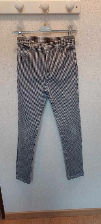 Joli jean slim ado fille 16 ans vichy marine/blanc très bon état