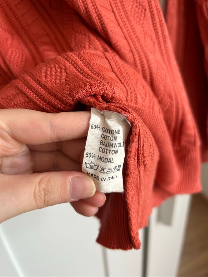 Pull corail à détails Col V Homme Barbieri Tailles L-XL - photo numéro 4