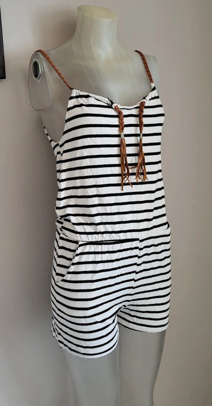 Combishort marinière avec bretelles en cuir tressé. Made in Italy. S36/M38 🥰