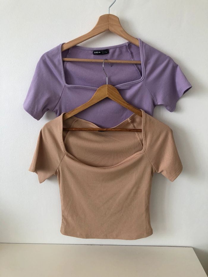 Hauts Shein violet et marron - photo numéro 2