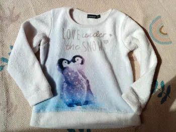 Polaire blanche pingouin in extenso 5 ans