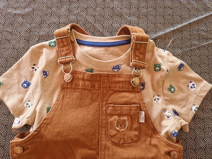 Ensemble salopette sergent major et t-shirt obaibi 2 ans neufs - photo numéro 6