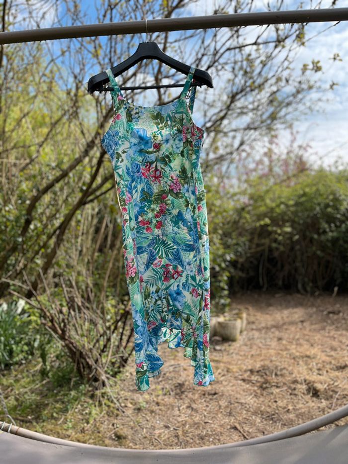 Superbe robe vintage Fleurie Volants Froufrou Afibel T 48 - photo numéro 2