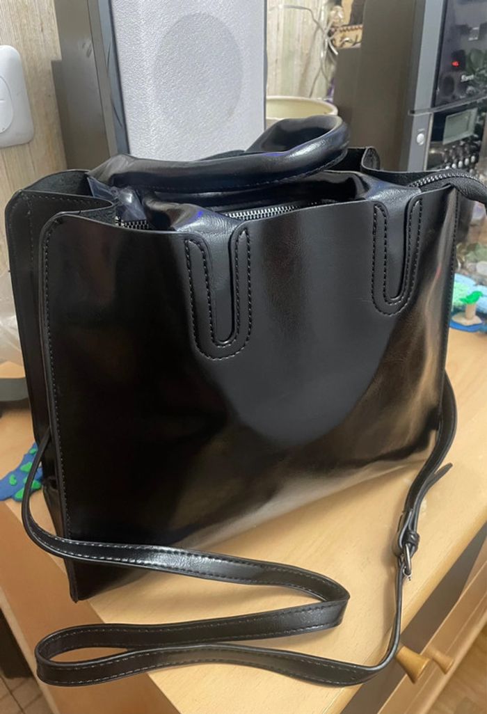 Sac Fourre Vintage noir En Cuir Synthétique - photo numéro 2