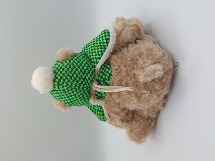 Peluche doudou ours beige caramel ALLIED Dublin Irlande trèfle bonnet vert TBE - photo numéro 3