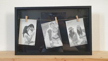 Cadre photo triptyque noir en bois à accrocher ou à poser