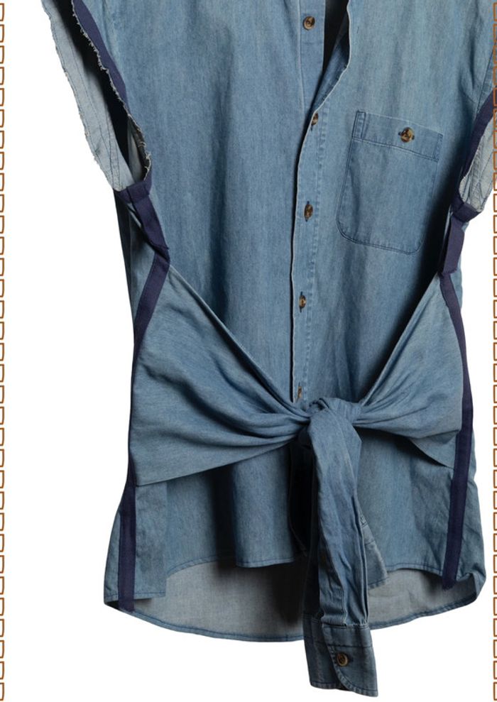 Chemise sans manches en denim upcycler Coton Society X Tilli Paris – Taille S - photo numéro 3