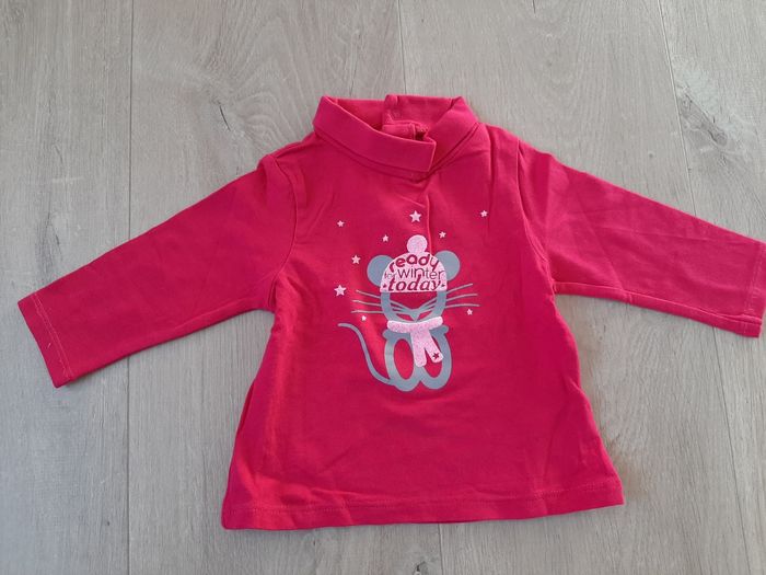 Tee-shirt manches longues et col roulé bébé fille 3 mois