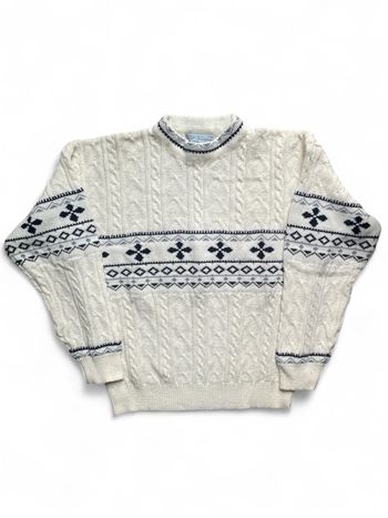 Pull tricoté à motif Blanc- Taille L