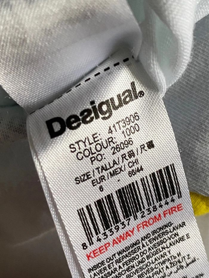 T-shirt Desigual blanc/jaune/noir/gris - photo numéro 4