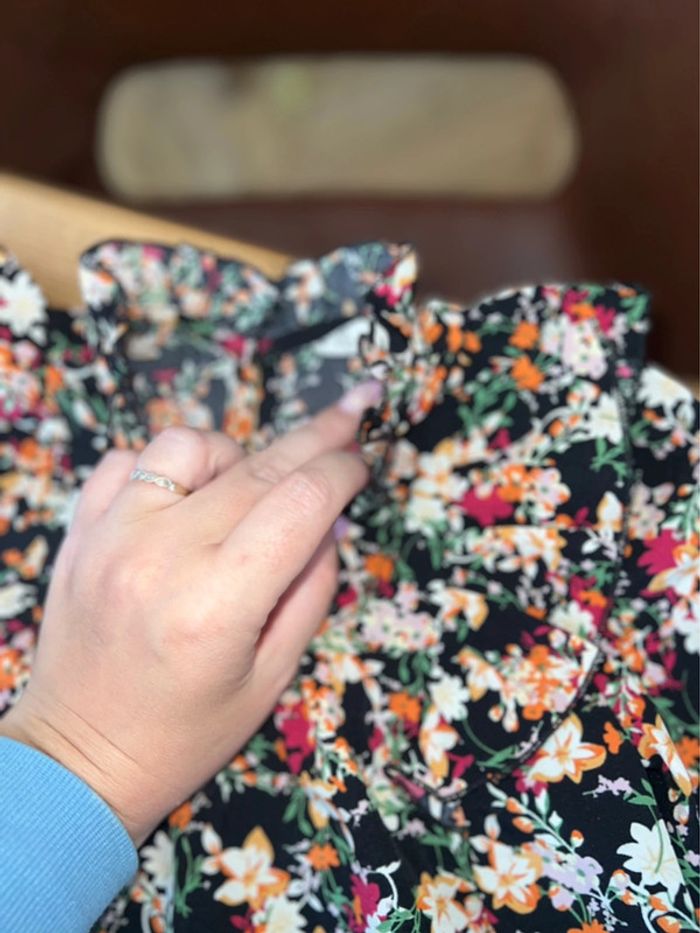 Ensemble 5 ans shein Lili marelle short velours côtelé blouse tunique à fleurs fille - photo numéro 8