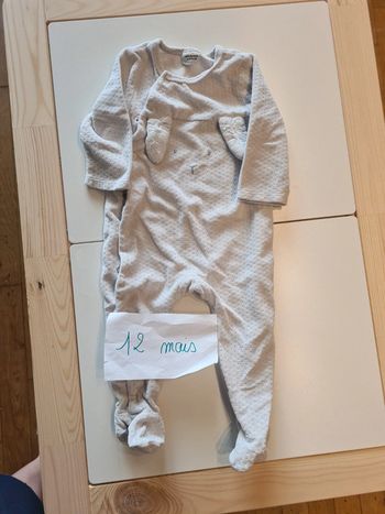 Pyjama velour tao 12 mois