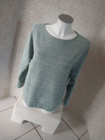 pull vert sauge maille texturée coupe chauve-souris taille m