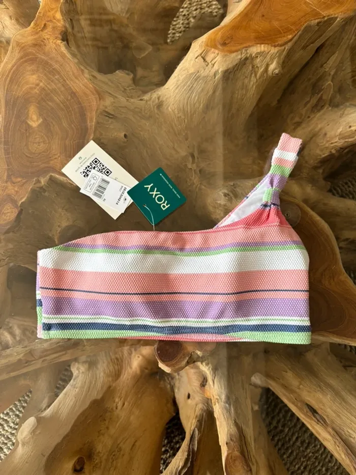 Haut de maillot de bain Roxy une bretelle rayures texture