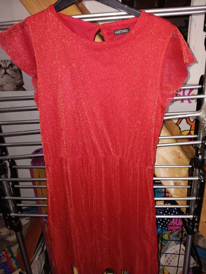 Robe rouge pailleté doré in extenso 14ans