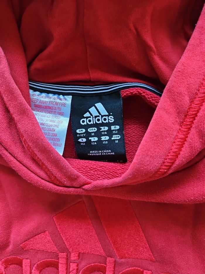 Sweat à capuche adidas garçon T12 ans rouge - photo numéro 2