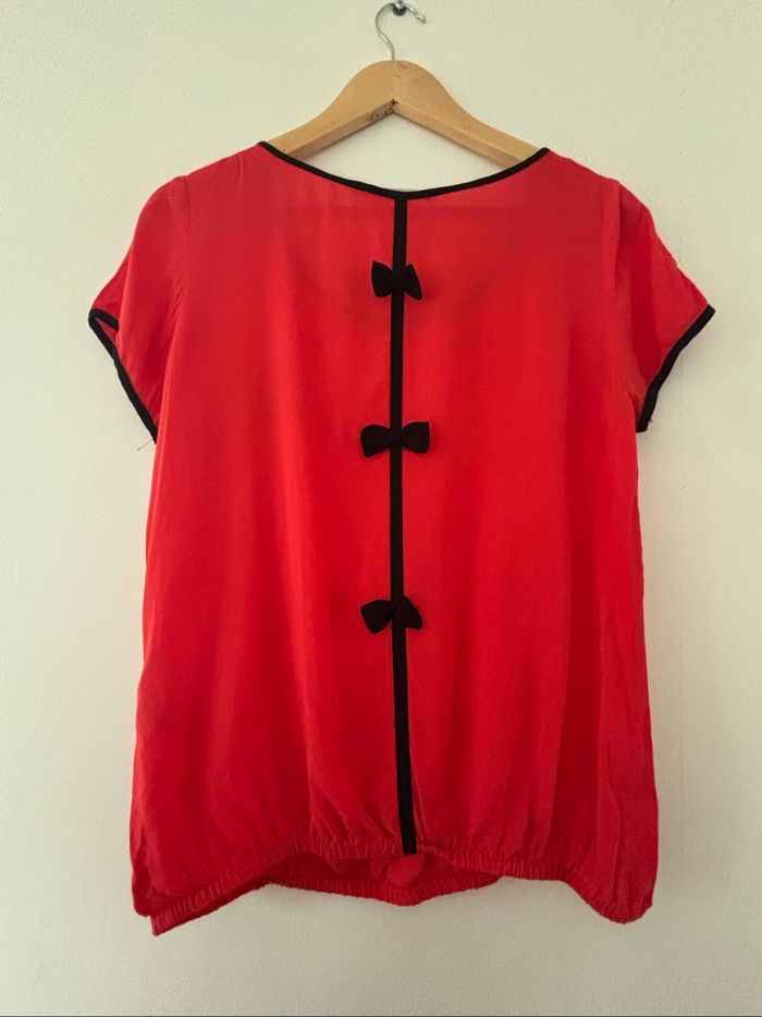 Blouse manches courtes rouge - photo numéro 2