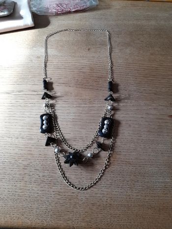 🟩Collier fantaisie noir argenté