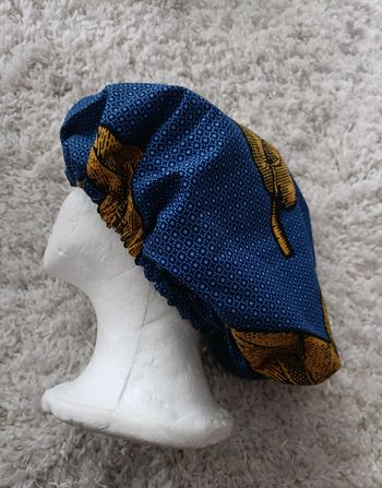 Bonnet de nuit en wax et satin, 60 cm