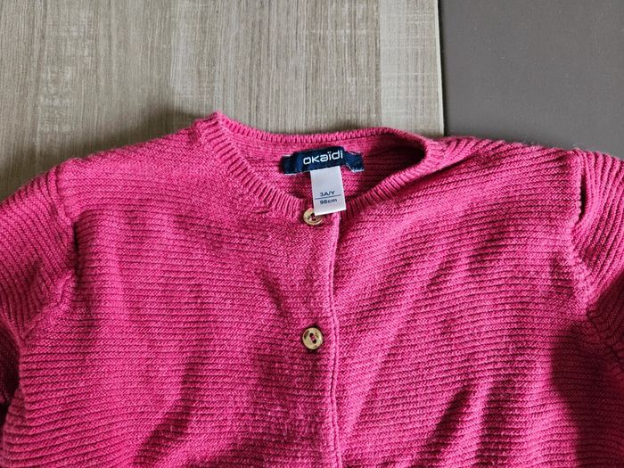 Gilet rose foncé en maille - Okaïdi - 3 ans (98 cm) - photo numéro 2