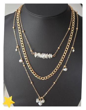 Ensemble 3 collier acier inoxydable dorée