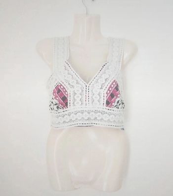 Débardeur court à motifs et dentelle femme c