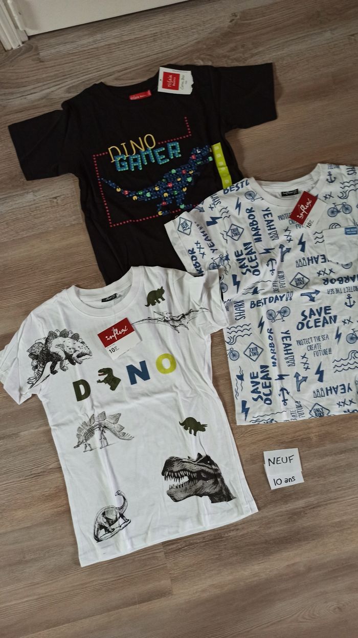 Lot de t-shirts été garçon ma'ches courtes 10 ans