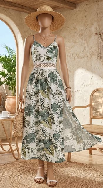 Robe fendue tropicale 