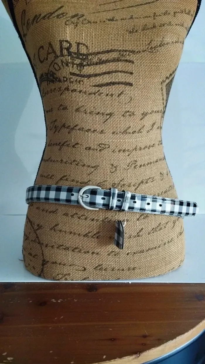 Ceinture noire et blanche a carreaux femme - photo numéro 2