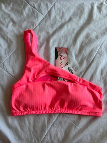 Haut de maillot de bain asymétrique bandeau bretelle rose fushia penti taille XS/34 neuf