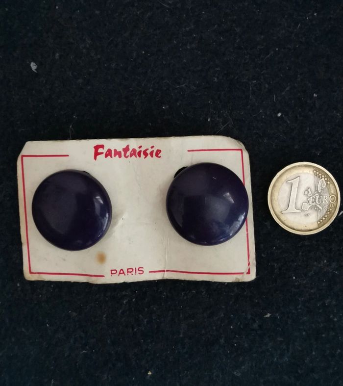 Boucles d'oreilles à clips bleues marines - photo numéro 2