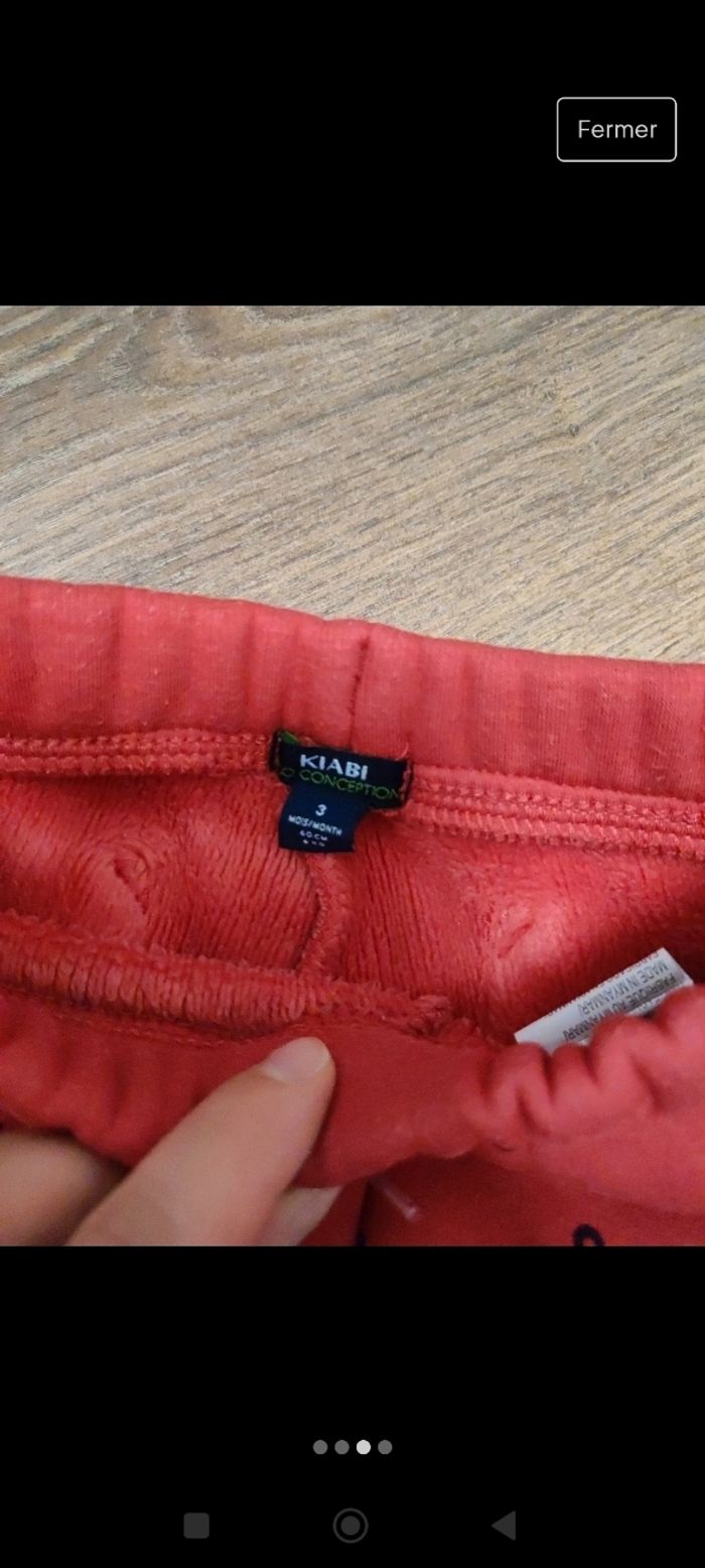 Pantalon chaud Kiabi rouge 3 mois - photo numéro 3