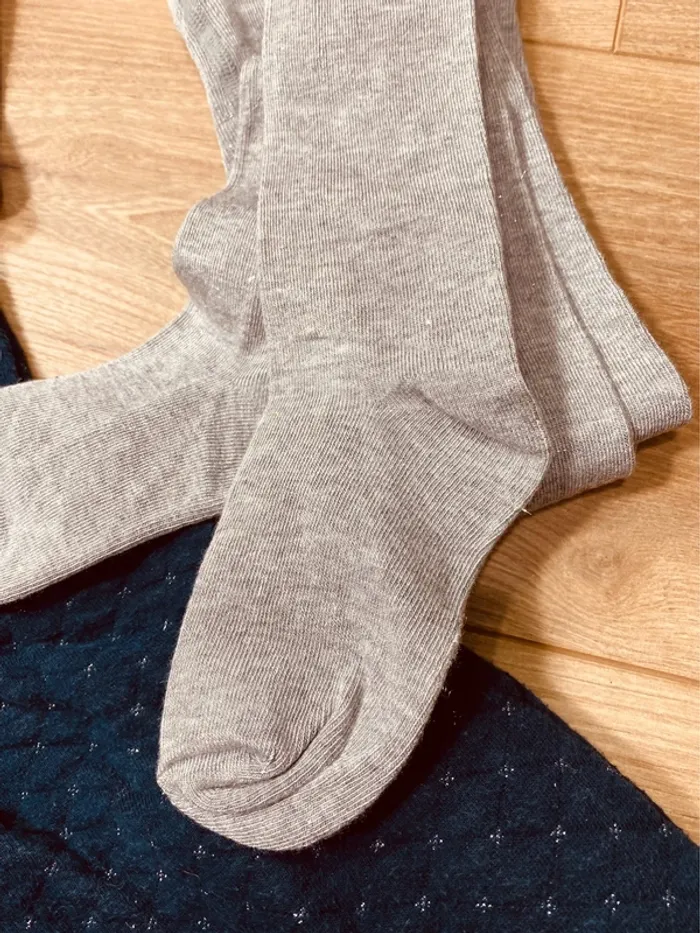 Taille 5 ans robe et collants fille Monoprix TAO bleu marine et gris * argenté * 🩷 - photo numéro 5