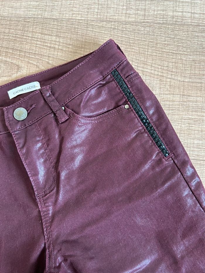 Pantalon enduit bordeaux Cache Cache taille 34 jamais porté - photo numéro 13