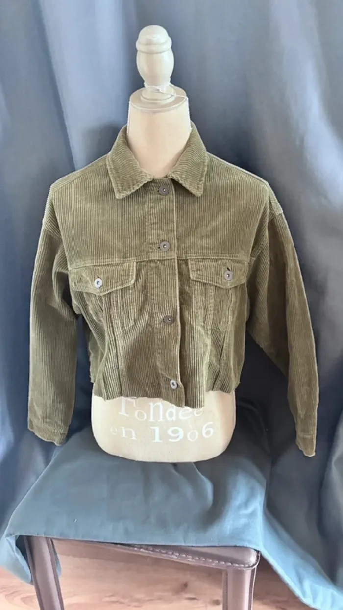 💕 veste chemise courte côtelé aspect velours taille 34 XS #zara - photo numéro 3