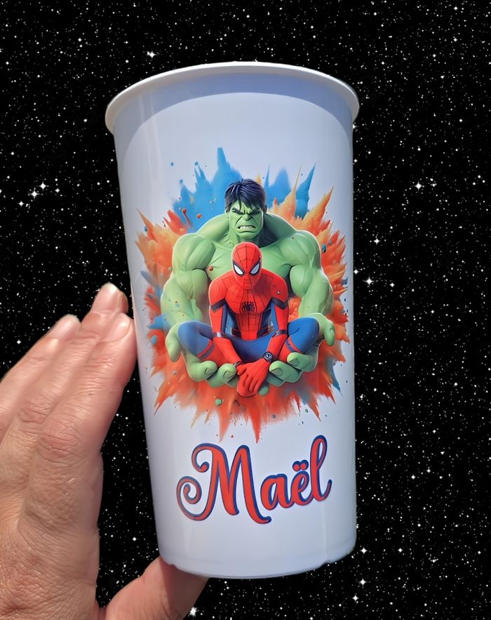 Grand verre personnalisé neuf spiderman hulk