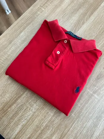 Polo homme Ralph Lauren à col rouge logo brodé bleu taille L taille XL