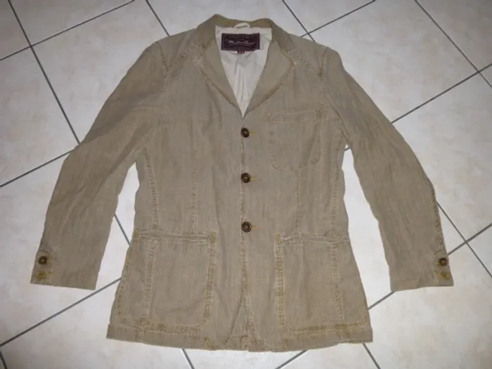 veste de costume beige rayé marlboro classics taille 40