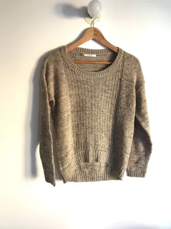 Pull Camaïeu beige à fils métallisés dorés taille 38
